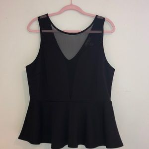 Forever21 2X black sexy peplum fish net top